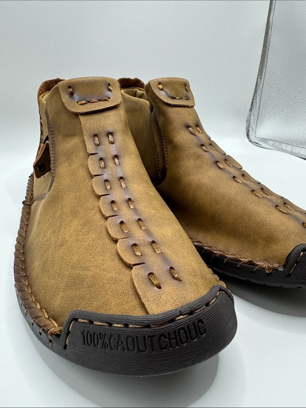 New Men's Casual Brown Zip Moc Shoes SZ US11.5